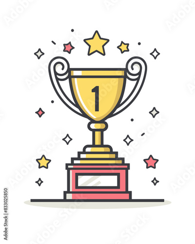 winner #1 trophy number one winner's golden shine winner's circle brand new award sweepstakes winning blank name plate achievement trophy resizable vector generative ai 