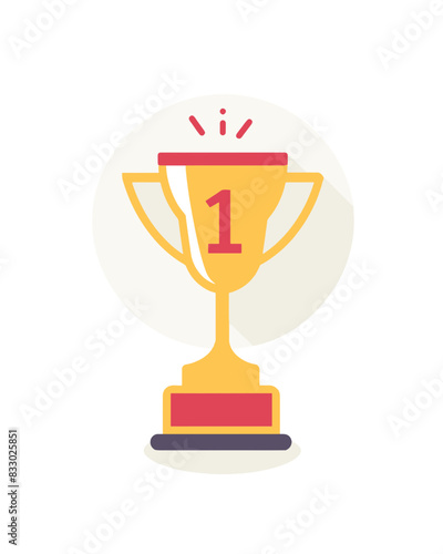 winner #1 trophy number one winner's golden shine winner's circle brand new award sweepstakes winning simple small celebration red one blank name plate trophy resizable vector generative ai 
