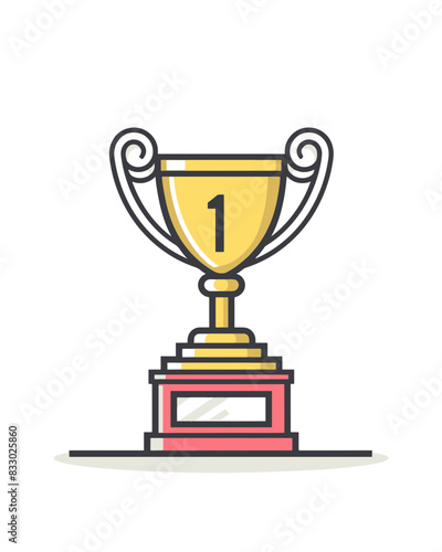 winner #1 trophy number one winner's golden shine winner's circle brand new award sweepstakes winning small curley handle blank name plate trophy resizable vector generative ai 