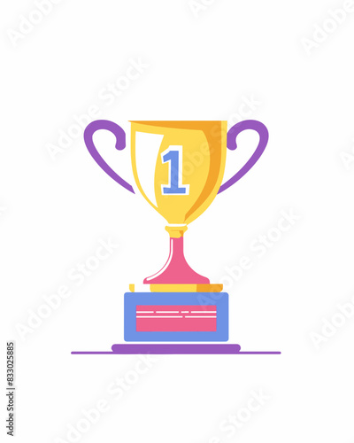 winner #1 trophy number one winner's golden shine winner's circle brand new award sweepstakes winning purple handle blank name plate trophy resizable vector generative ai 