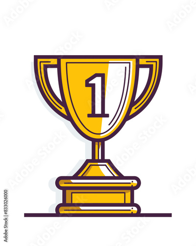 winner #1 trophy number one winner's golden shine winner's circle brand new award sweepstakes winning large special grand blank name plate trophy resizable vector generative ai 