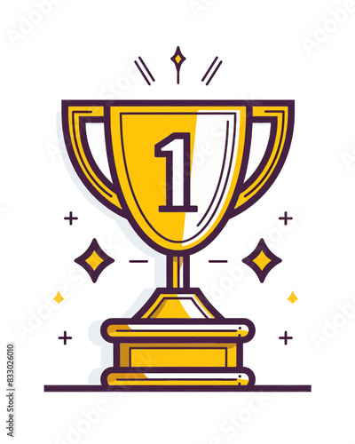 winner #1 trophy number one winner's golden shine winner's circle brand new award sweepstakes winning large star dots both sides blank name plate trophy resizable vector generative ai 