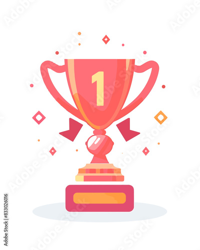 winner #1 trophy number one winner's golden shine winner's circle brand new award sweepstakes winning yellow red confetti blank name plate trophy resizable vector generative ai 