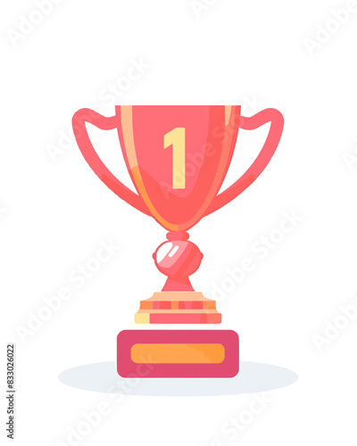 winner #1 trophy number one winner's golden shine winner's circle brand new award sweepstakes winning yellow red blank name plate trophy resizable vector generative ai 