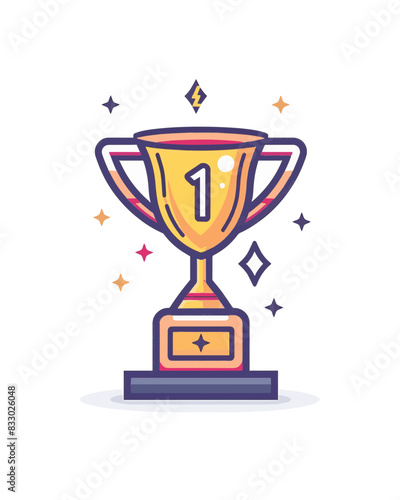 winner #1 trophy number one winner's golden shine winner's circle brand new award sweepstakes winning small 1 encrusted trophy resizable vector generative ai 