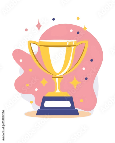 winner #1 trophy number one winner's golden shine winner's circle brand new award sweepstakes winning pink yellow stars dots blank name plate trophy resizable vector generative ai 