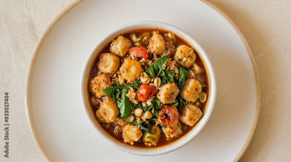 Delicious Spicy Tofu Soup with Vegetables and Peanuts Delicious Spicy Tofu Soup with Vegetables and Peanuts