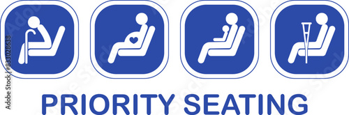 blue vector sign of priority seating