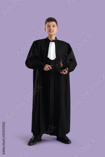 Teenage judge with gavel on...