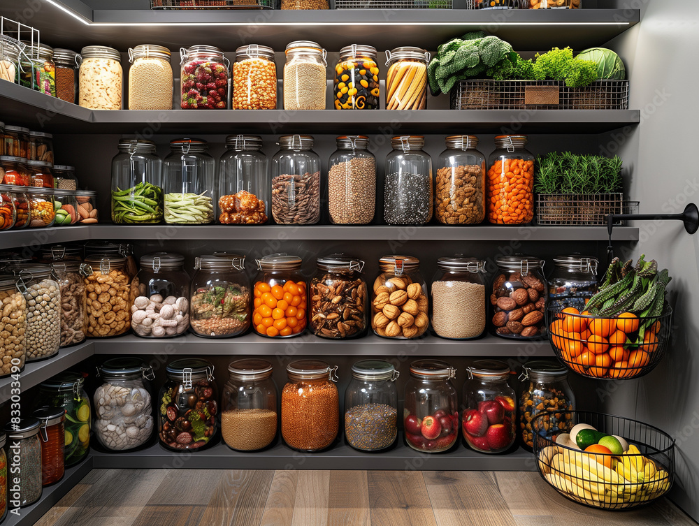 jars of pickled Spices and vegetables on shelves jars of pickled Spices and vegetables on shelves
