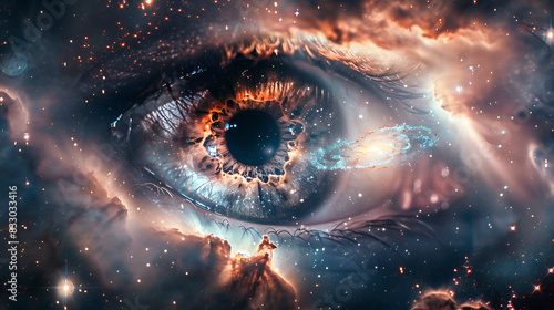 Eye of universe made of stars clouds and galaxies, generative ai