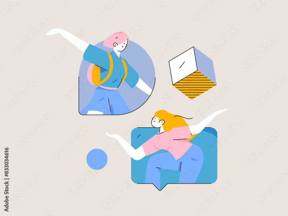 Flat vector illustration of business people operating work scene
Flat vector illustration of business people operating work scene