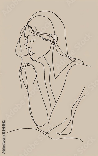 Simple Minimalist Outline of a Woman Figure in Art