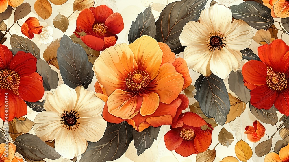 Leafy Whispers: Seamless Botanical Tile Pattern Leafy Whispers: Seamless Botanical Tile Pattern