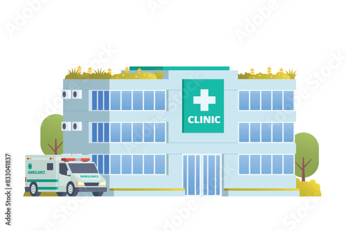 Vector illustration element of medical clinic building flat design style for city and background illustration