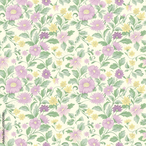 Wallpaper Mural Floral variety color, form natural, seamless fabric pattern. Torontodigital.ca