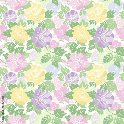 Floral variety color, form natural, seamless fabric pattern.