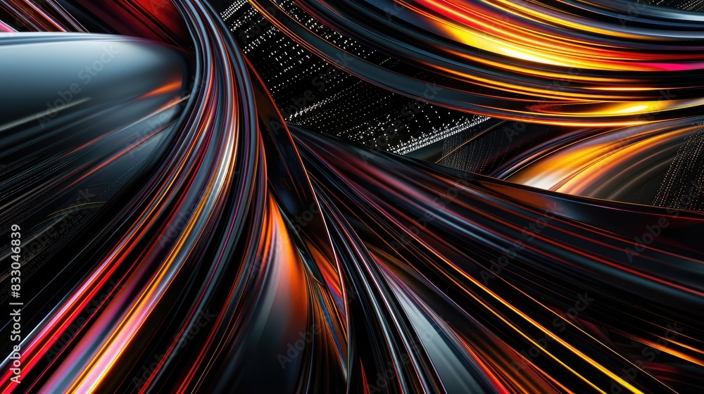 Abstract design with energetic black background and vibrant light lines Abstract design with energetic black background and vibrant light lines