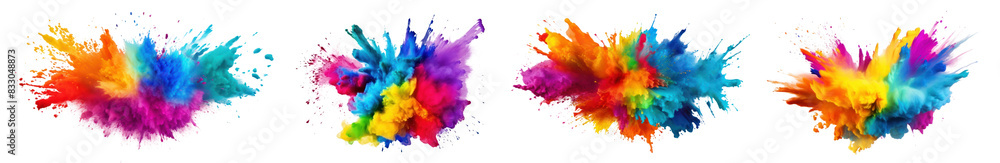 Color powder explosion png element set on transparent background Stock ...