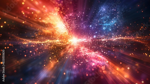 Dazzling Cosmic Explosion of Light Ideal for Futuristic and High Energy Digital and Backgrounds photo