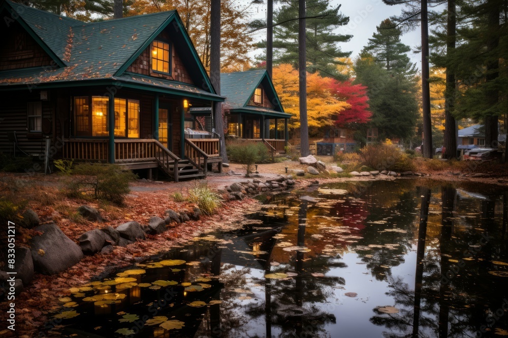 Fototapeta premium Cottages and cabins - Generative AI