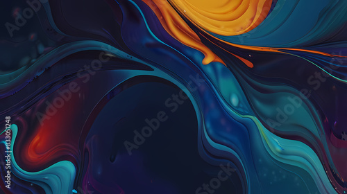 Fluid abstract background with a deep blue palette theme