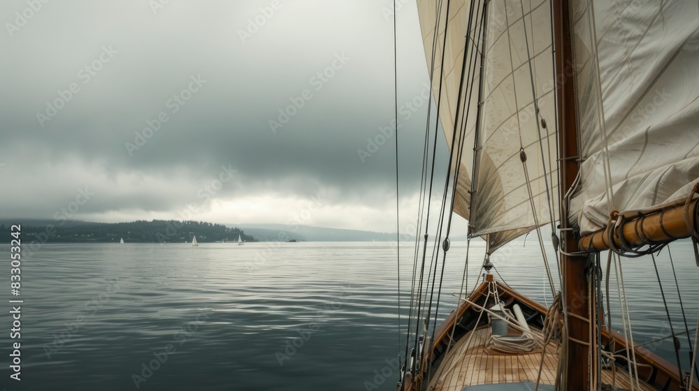Fototapeta premium sailing, gray clouds, marine, picnic, thank you card
