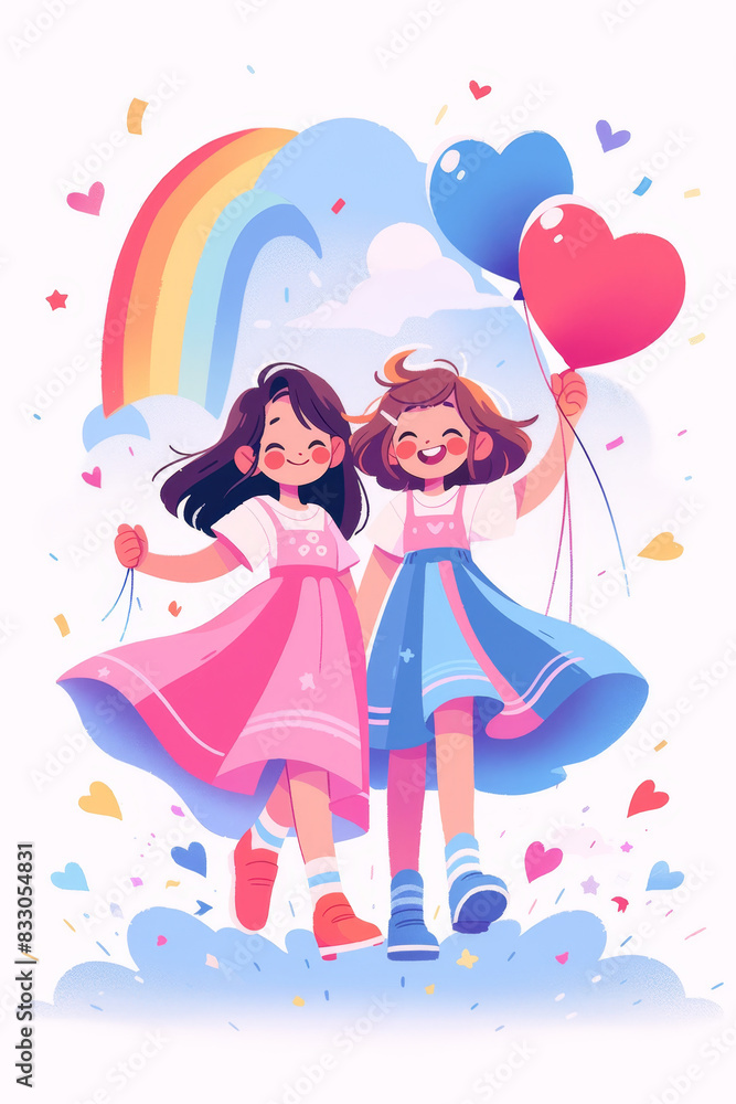 LGBTQ+ celebration pride month with happiness. Rainbow and Pride element on white background.
LGBTQ+ celebration pride month with happiness. Rainbow and Pride element on white background.
