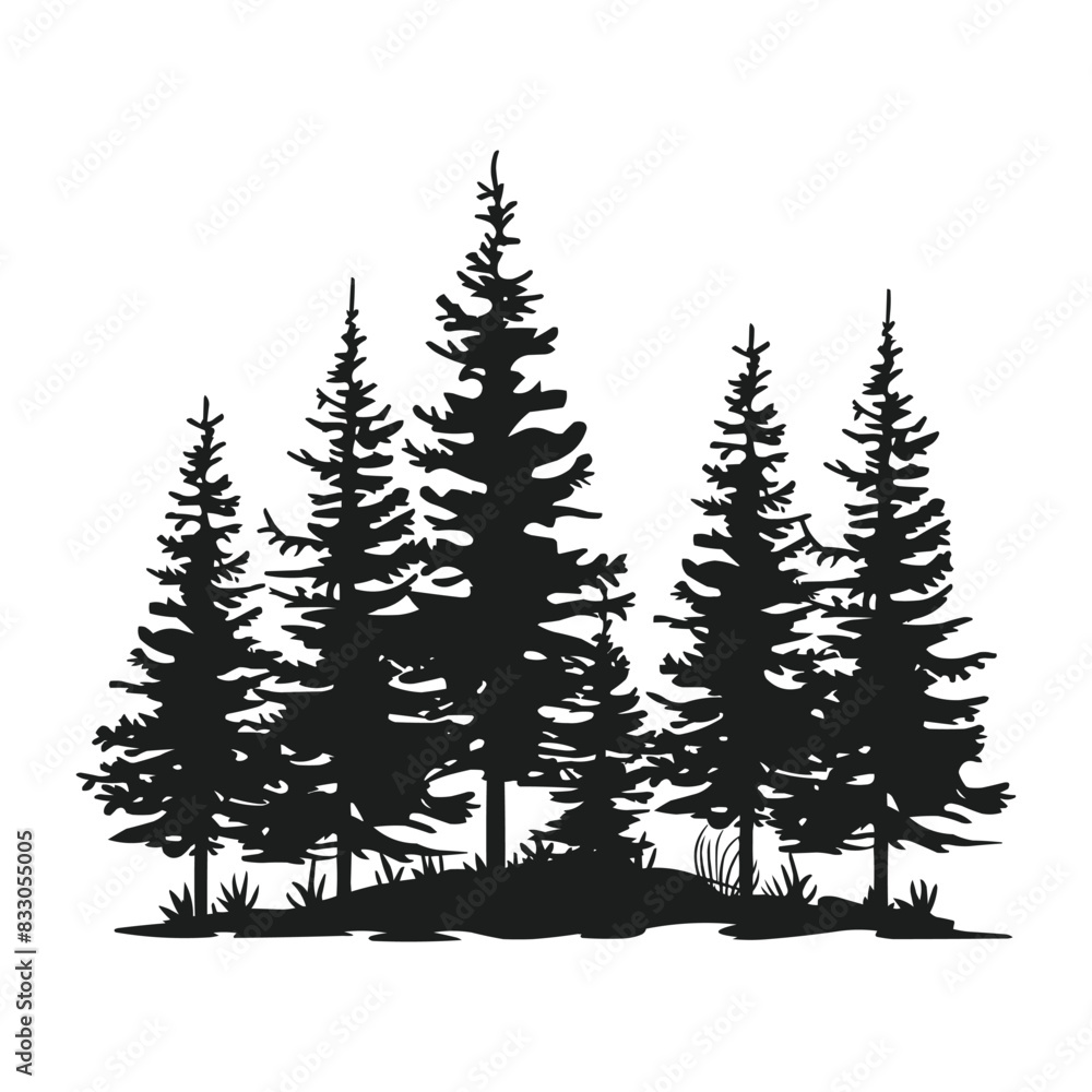 Obraz premium Pine trees silhouette vector