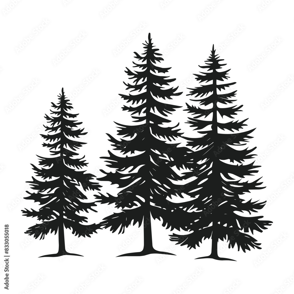 Obraz premium Pine trees silhouette vector