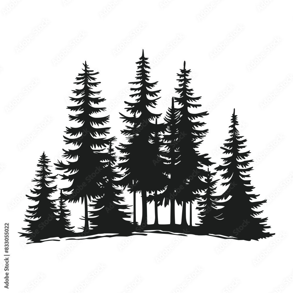 Obraz premium Pine trees silhouette vector