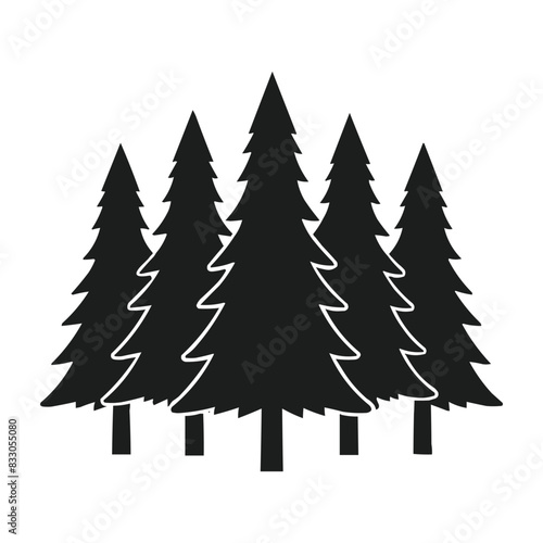 Minimalist pine trees silhouette vector