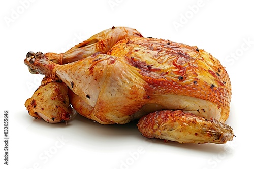 Roast chicken isolated on white background