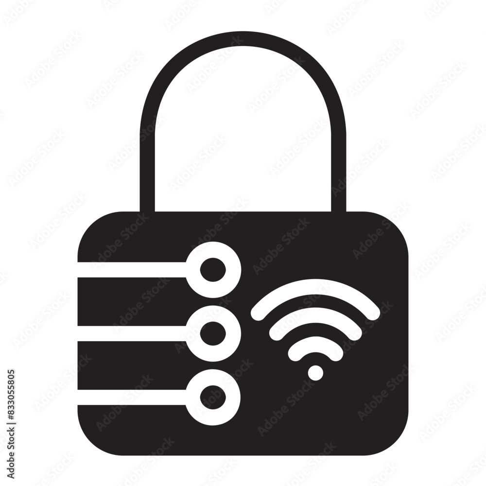 digital padlock glyph icon