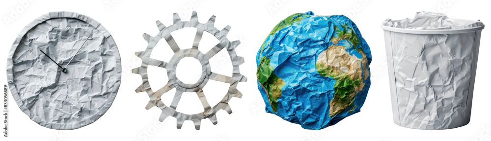 Crumpled paper png element set on transparent background Crumpled paper png element set on transparent background