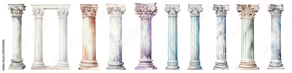 Greek column png element set on transparent background Greek column png element set on transparent background