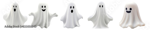 Obraz na płótnie Spooky ghost png element set on transparent background