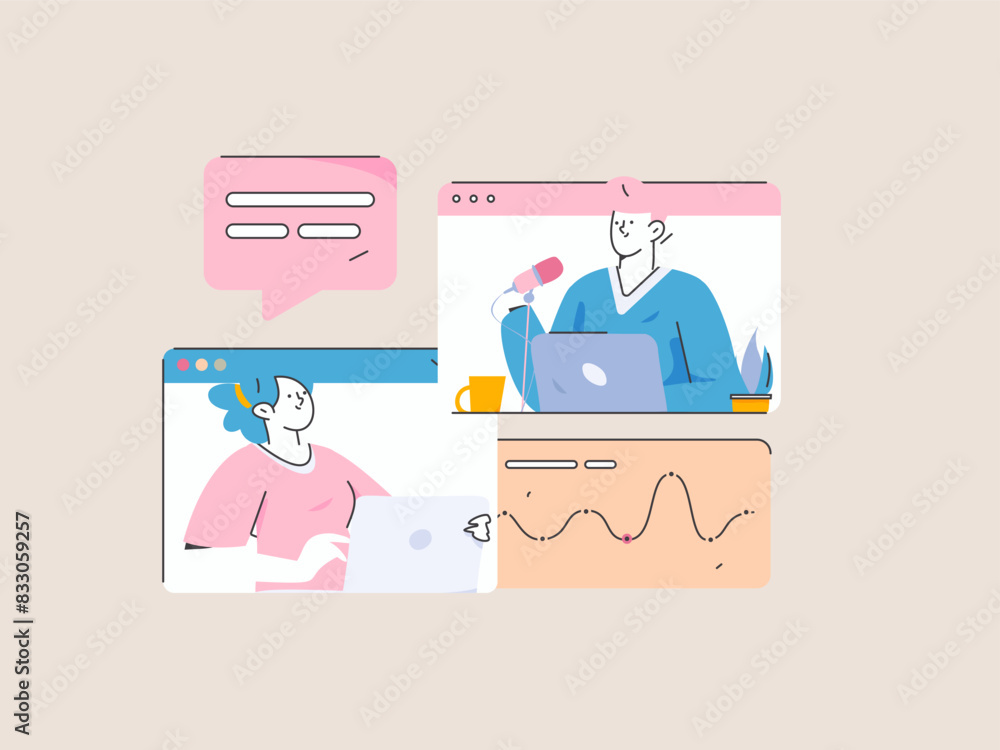 Flat vector illustration of business people operating work scene
Flat vector illustration of business people operating work scene