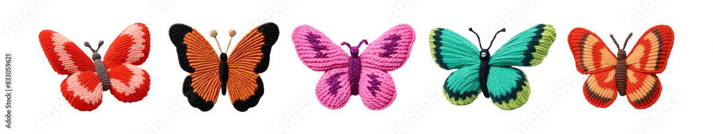 Crochet of butterfly png element set on transparent background Crochet of butterfly png element set on transparent background