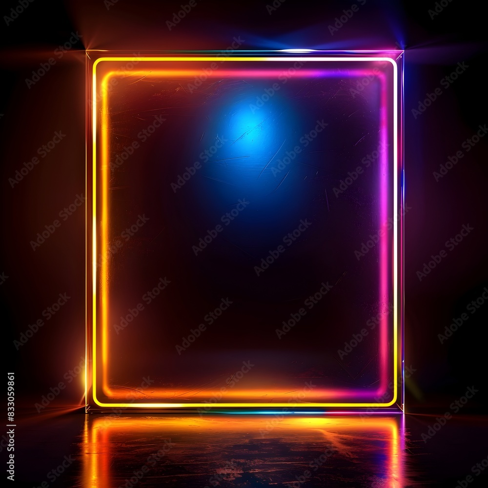 Vibrant Neon Frame Against Dark Background for Modern and Designs Vibrant Neon Frame Against Dark Background for Modern and Designs