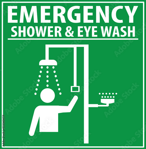 Emergency shower and eye wash station laboratory sign.eps