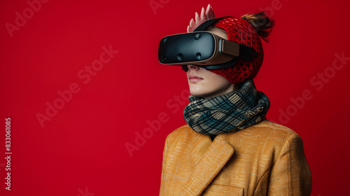 Chic chicken with vision virtual reality sunglass solid background © Dmitriy