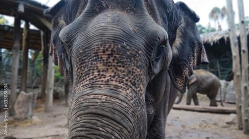 Close up photo of a Sumatran elephant in captivity