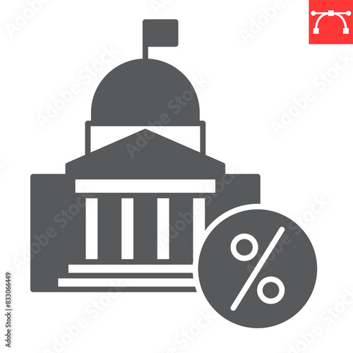 Federal income tax glyph icon, tax and finance, government vector icon, vector graphics, editable stroke solid sign, eps 10.