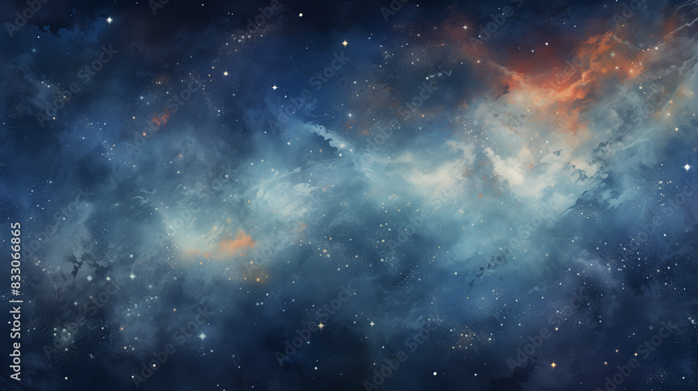 Fototapeta premium sky filled with stars watercolor background