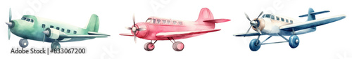 Airplane cute png element set on transparent background photo