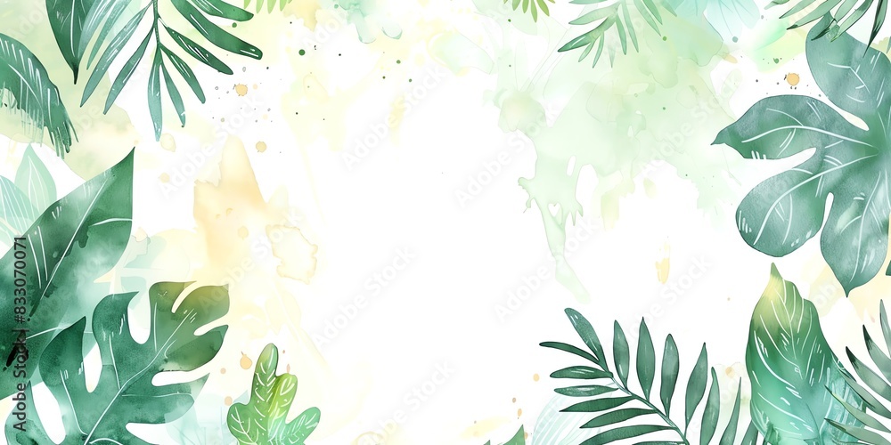 Abstract watercolor background with tropical leaves. Abstract watercolor background with tropical leaves.