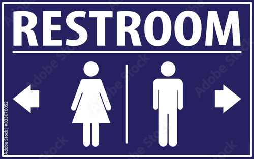 Restroom direction blue color sign vector.eps