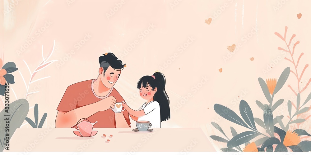 Father and daughter cooking together in kitchen. Family moments. Vector illustration. Father and daughter cooking together in kitchen. Family moments. Vector illustration.