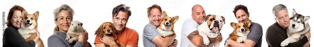 People holding their pets png on transparent background People holding their pets png on transparent background